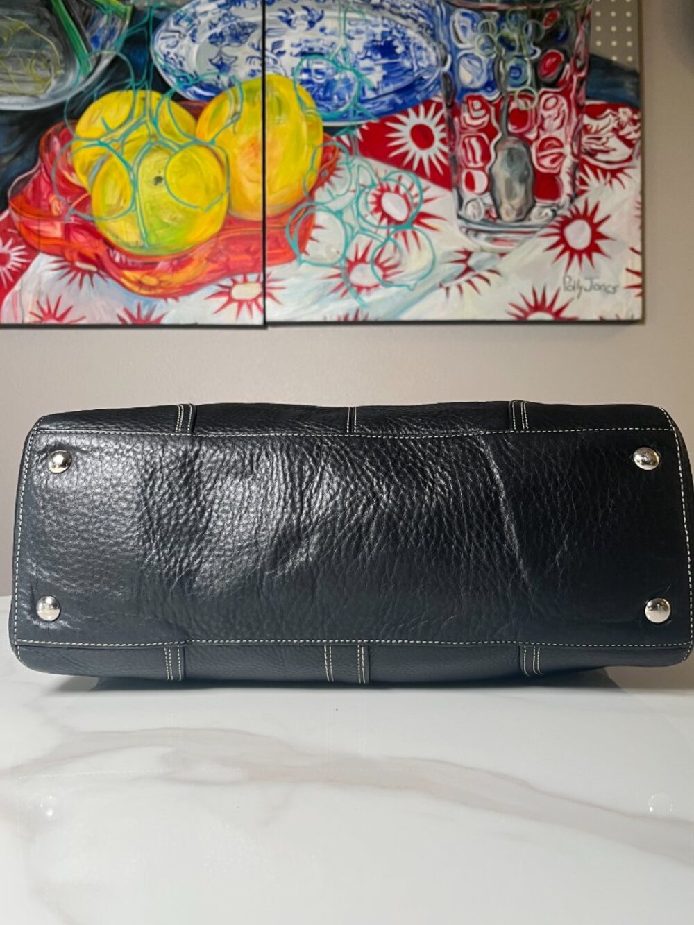 Coach Black Pebbled Leather Turnlock Tote Carryall F16960 EUC - Picture 14 of 16